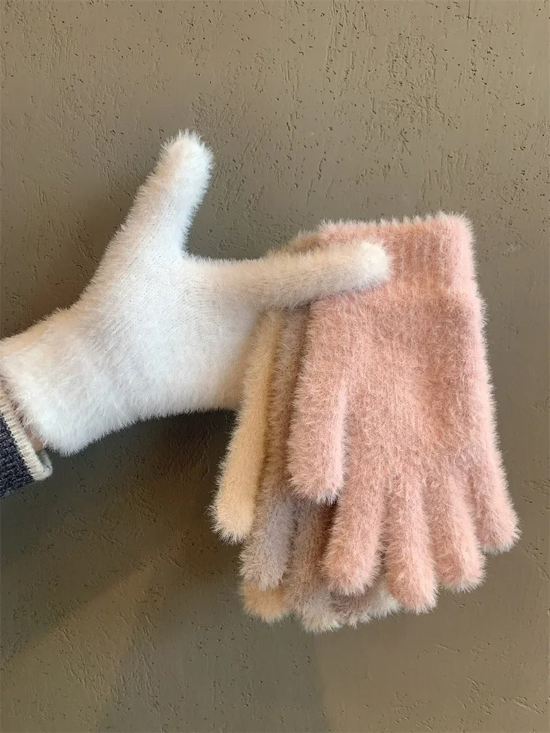 Vinter mink fløyelshansker