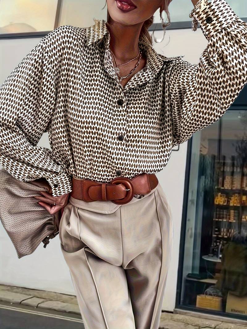 Kvinne Vintage Bluse Langermet
