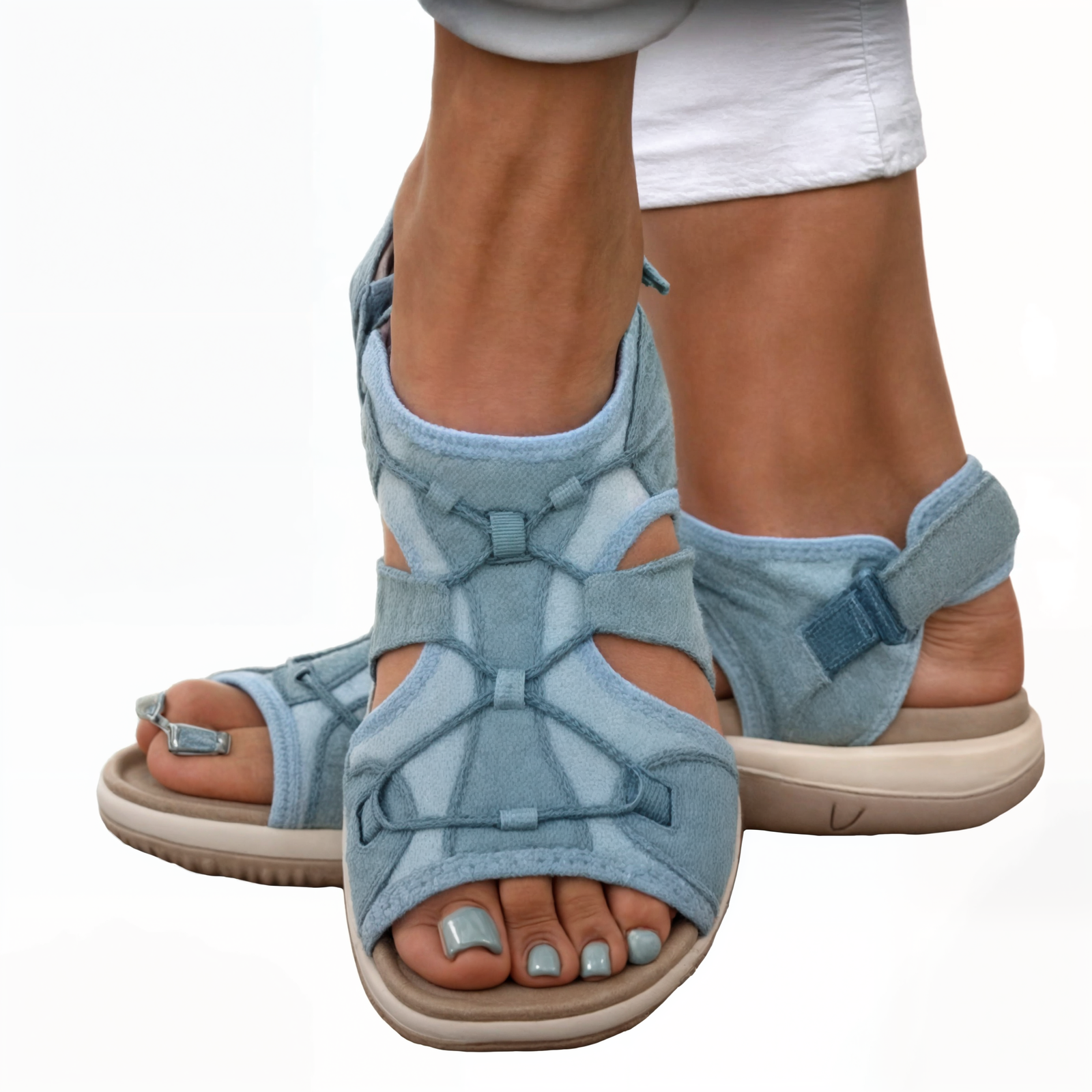 Runde sandaler med åpen tå