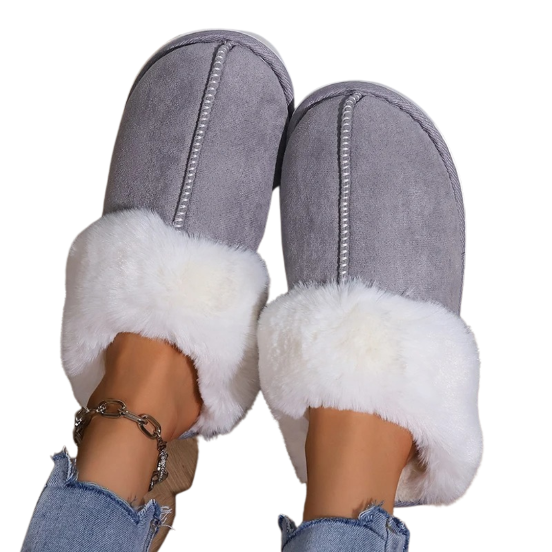 Fluffy varm semsket tøfler for kvinner