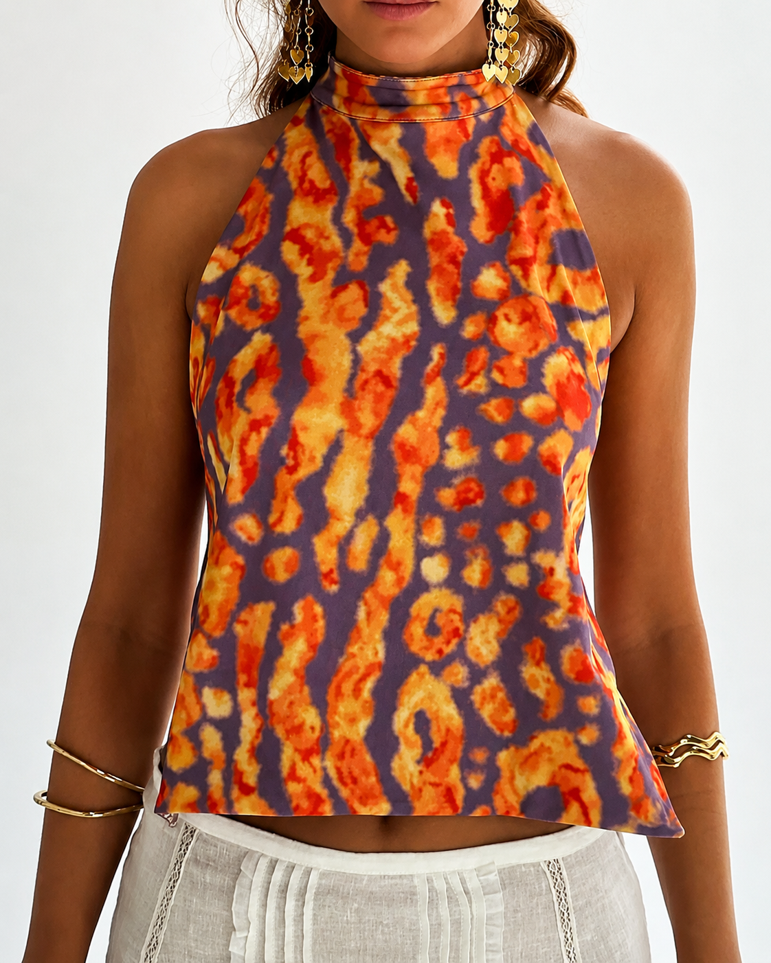 Kvinne Halterneck Tank Top Ryggløs Lett Stretch
