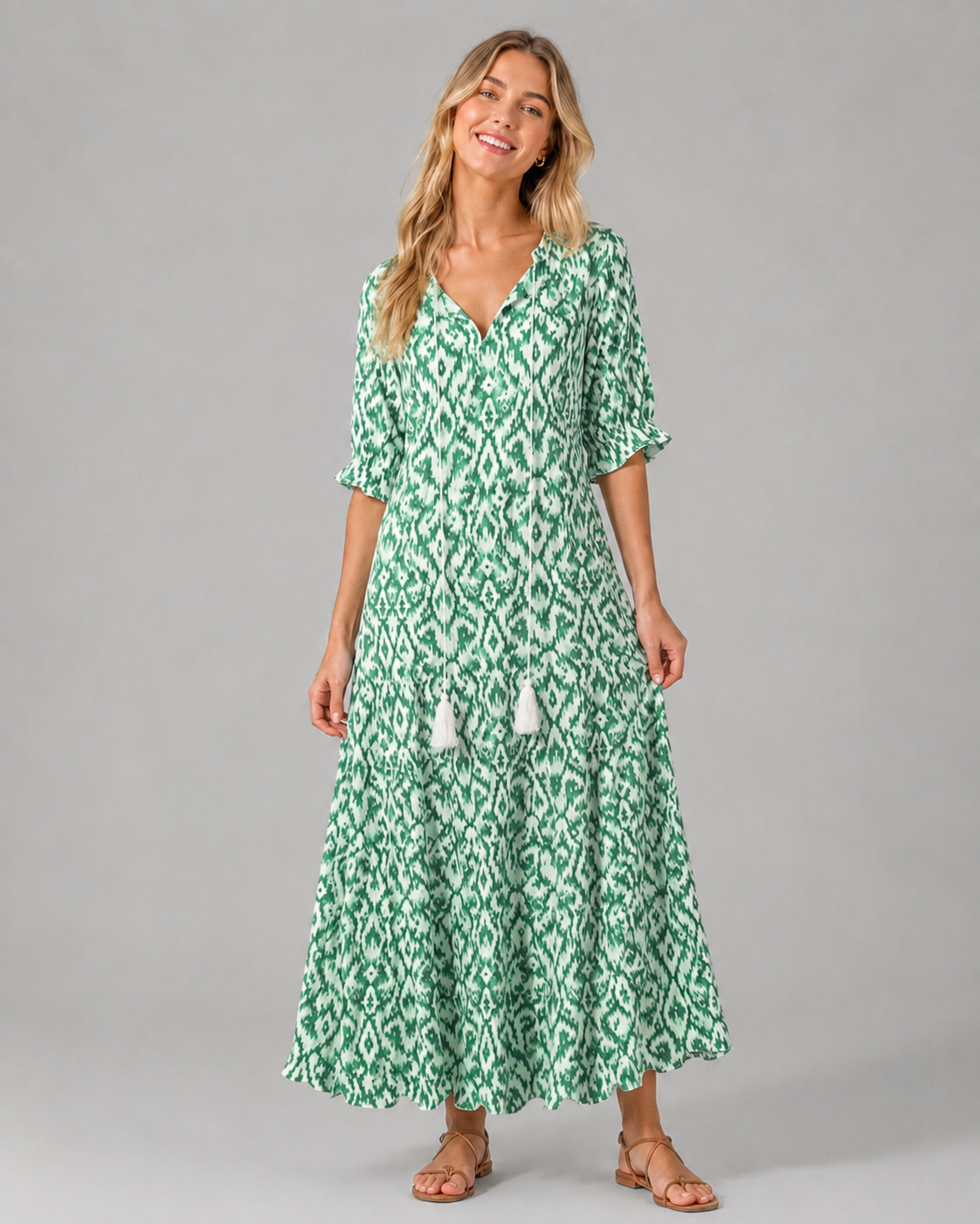 Kvinnesommerkjole Boho Vintage Stil