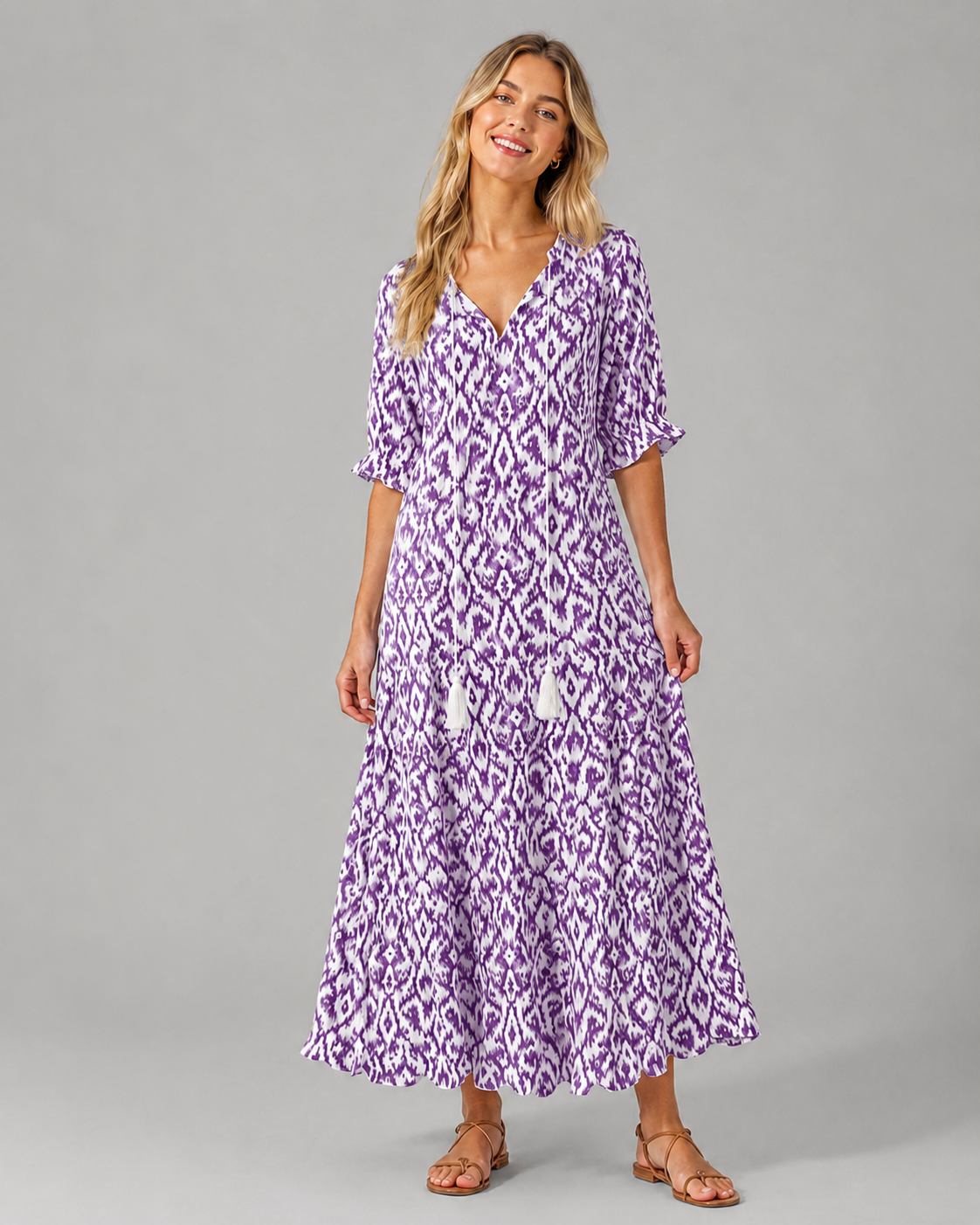 Kvinnesommerkjole Boho Vintage Stil