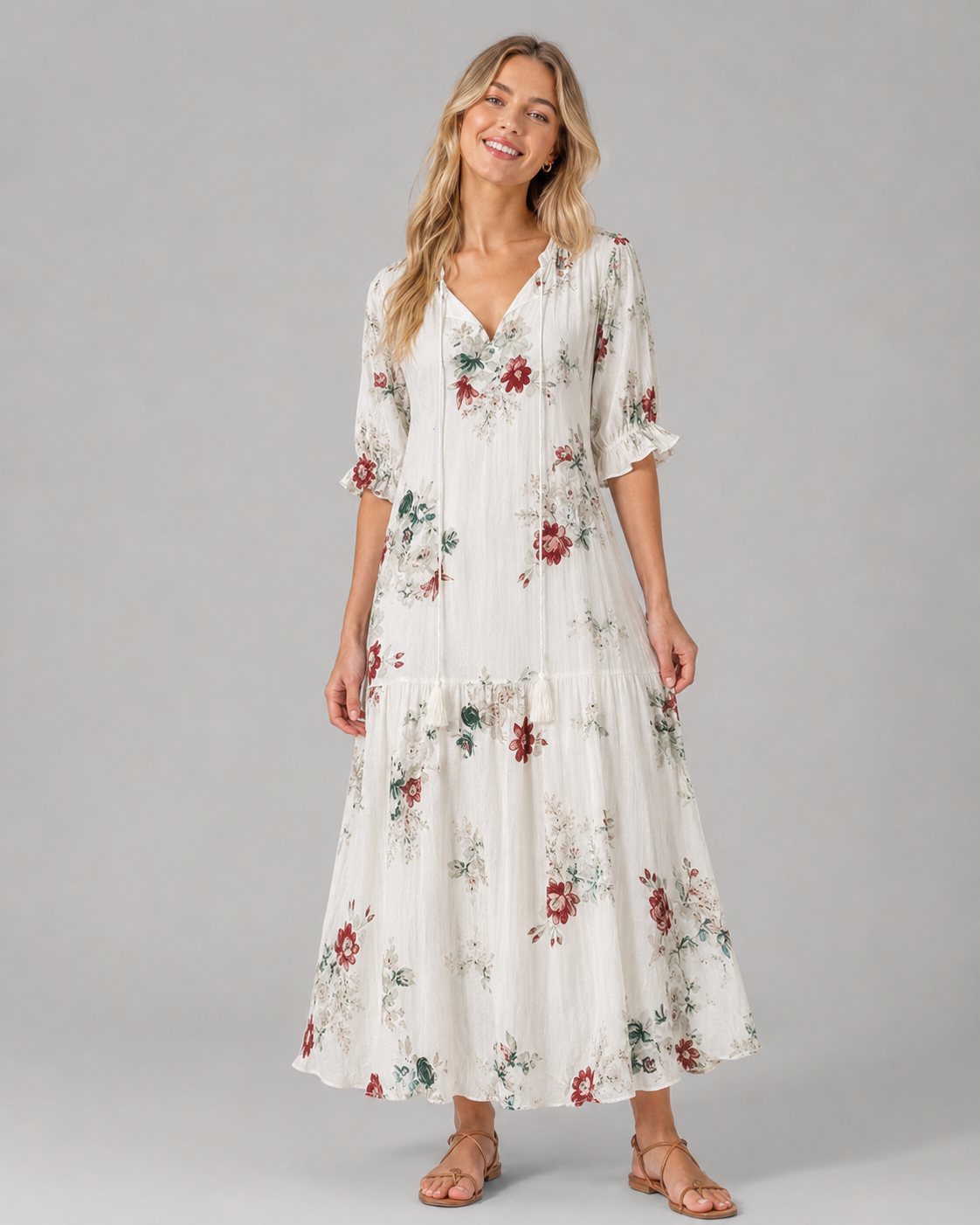 Kvinnesommerkjole Boho Vintage Stil