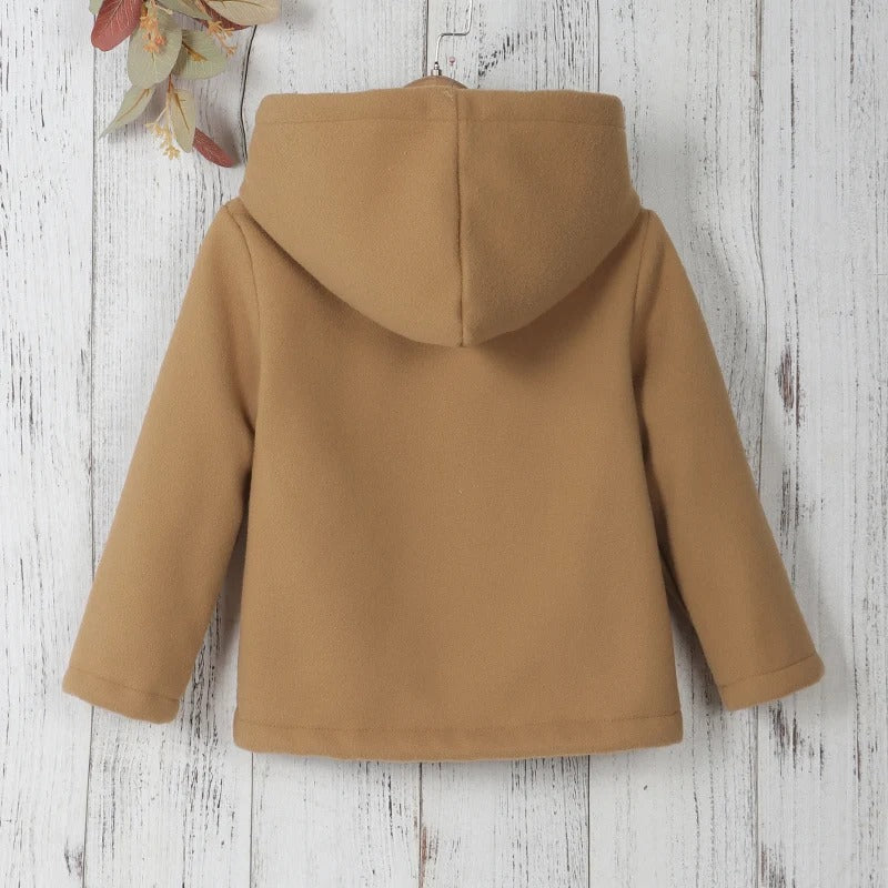 Fleecefrakk for barn med fortykket hette