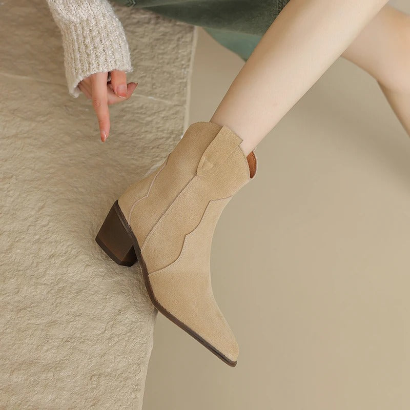 Ankelstøvler med spiss tå og kilehæl