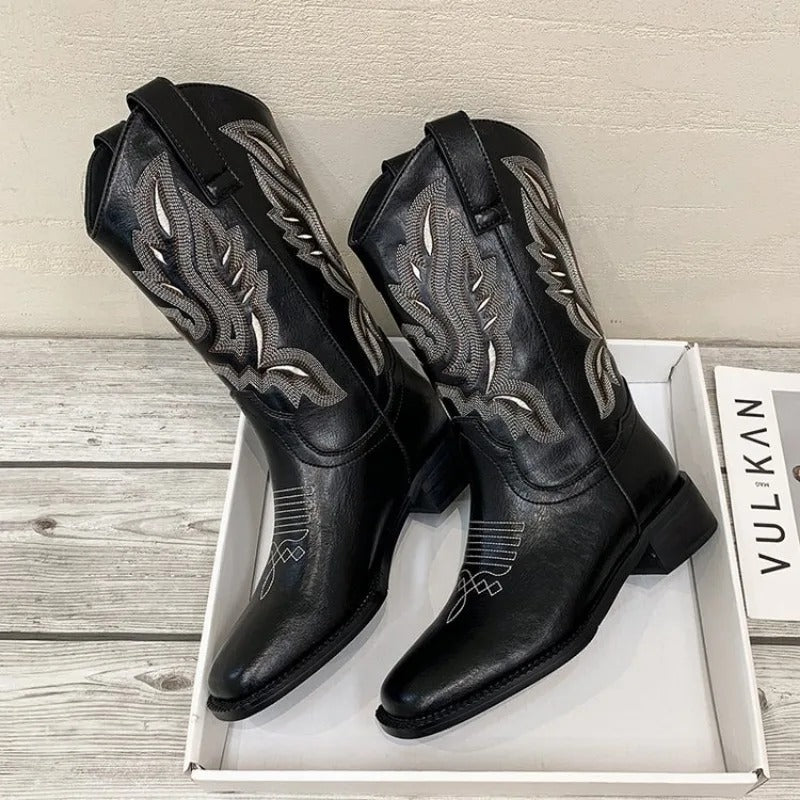 Cowboystøvler med vintage-broderi for kvinner