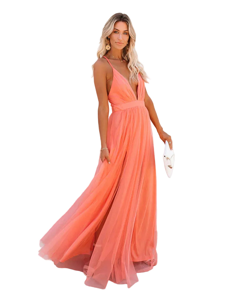 Variant image for Lang Kjole Dame Elegant Flytende Silhuett Lett Stoff Perfekt til Bryllup-1