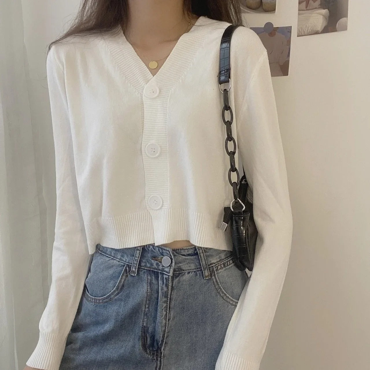 Kabelstrikket cardigan til dame