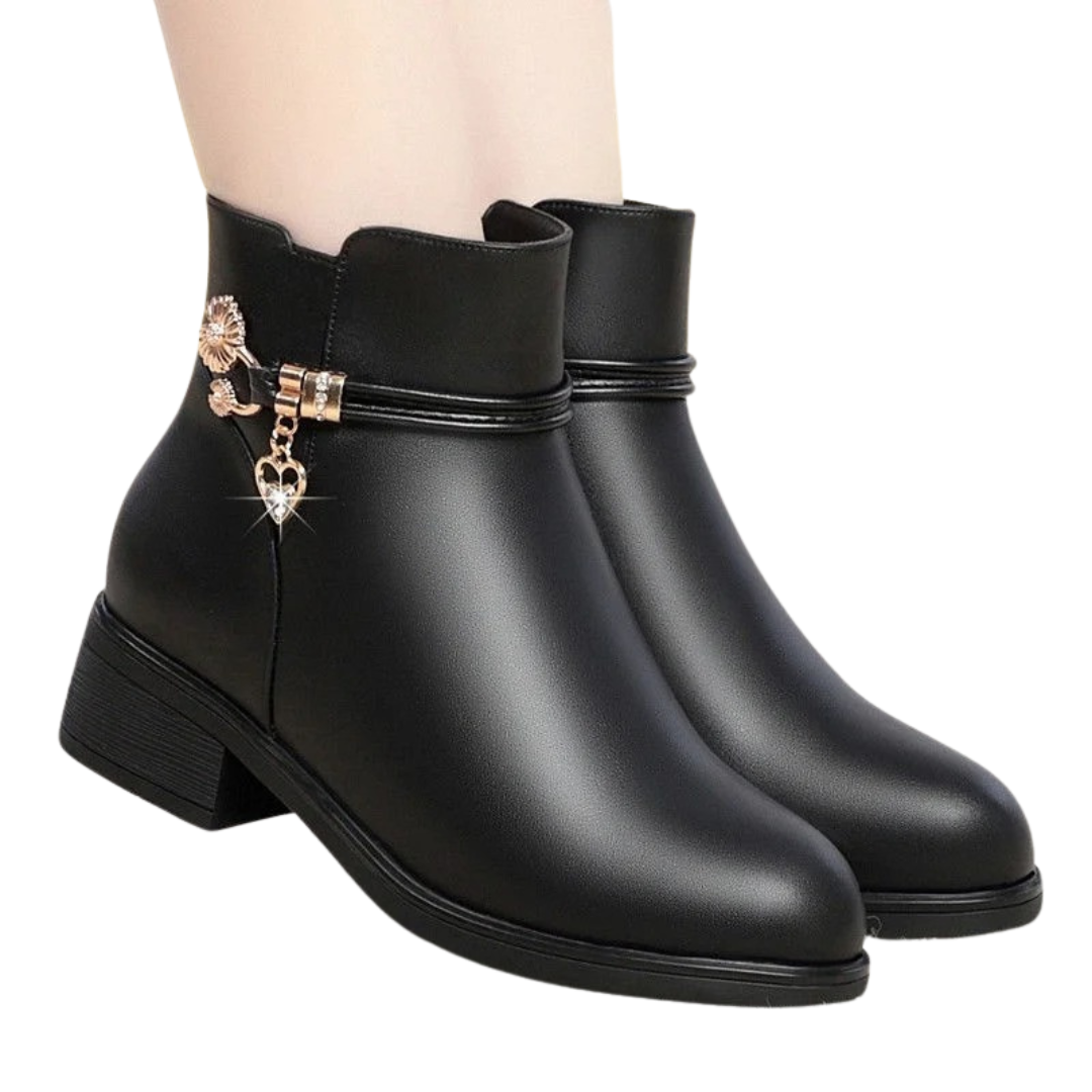 Rhinestone-støvler i mykt skinn for kvinner