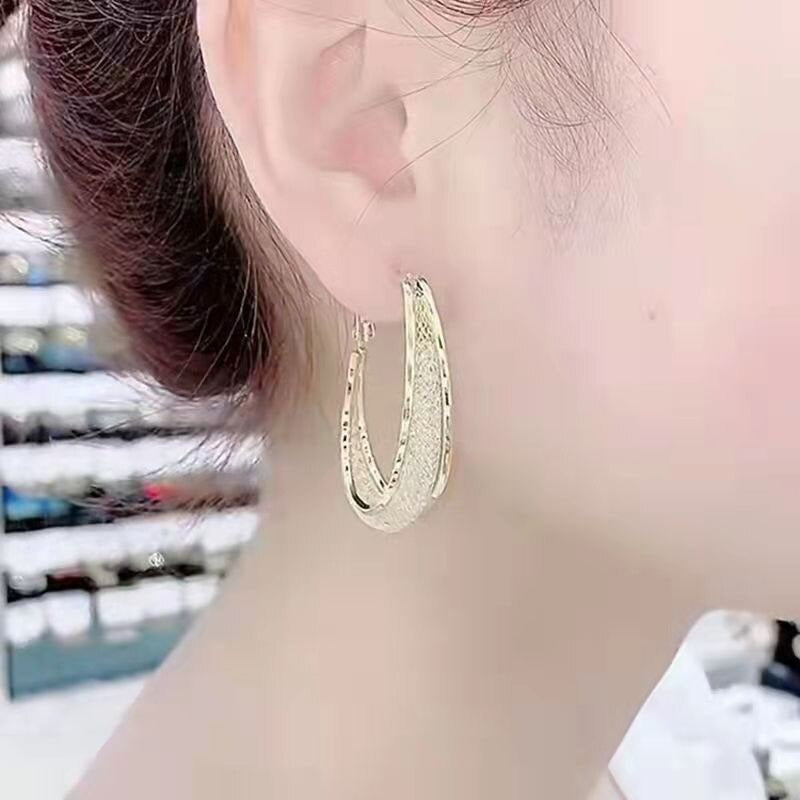 Oval Shiny Hoop øredobber