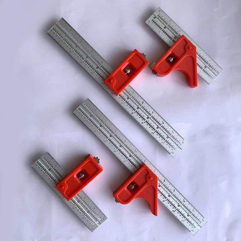 Justerbar kantlinjal for trebearbeiding