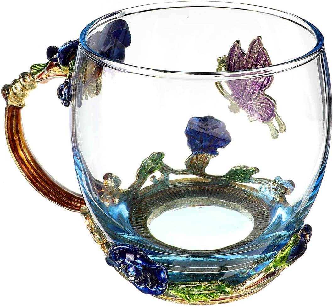 Luksuriøs blå rose krystall krus