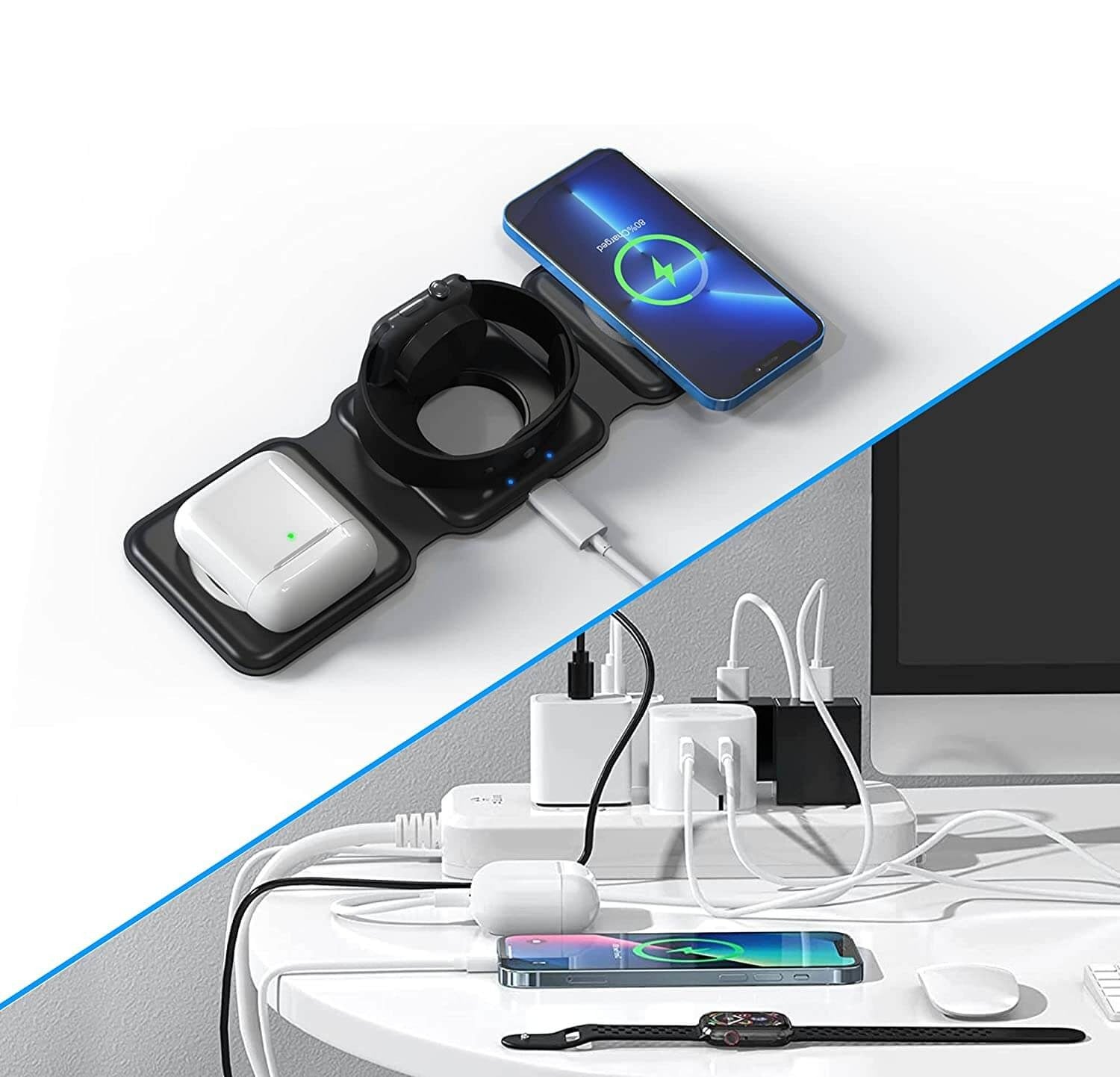 Sammenleggbar magnetisk trådløs lader