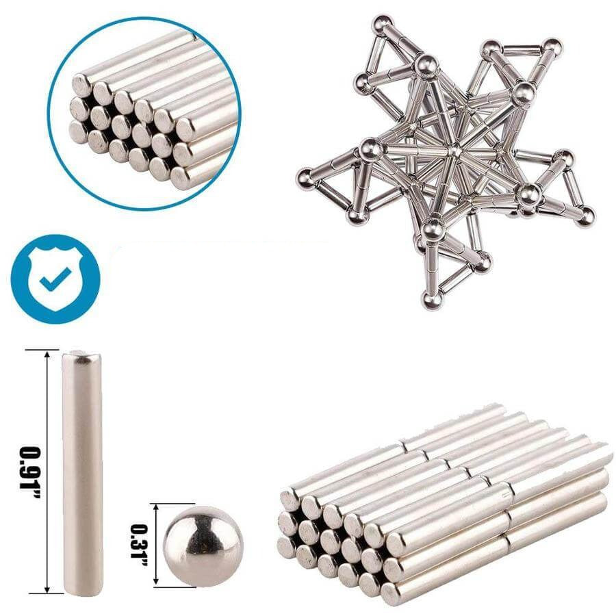 Magnetiske stålpinner og kuler