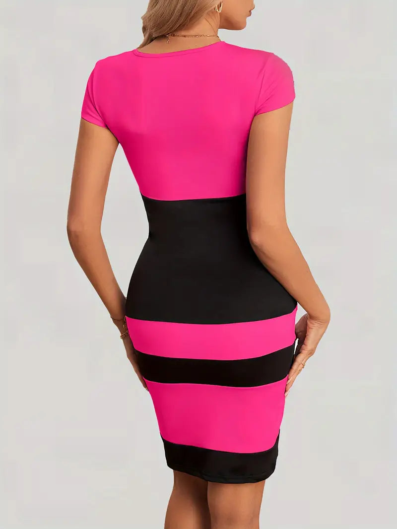 Damekjole Fargeblokk Figur-klemende Polyester Moderne