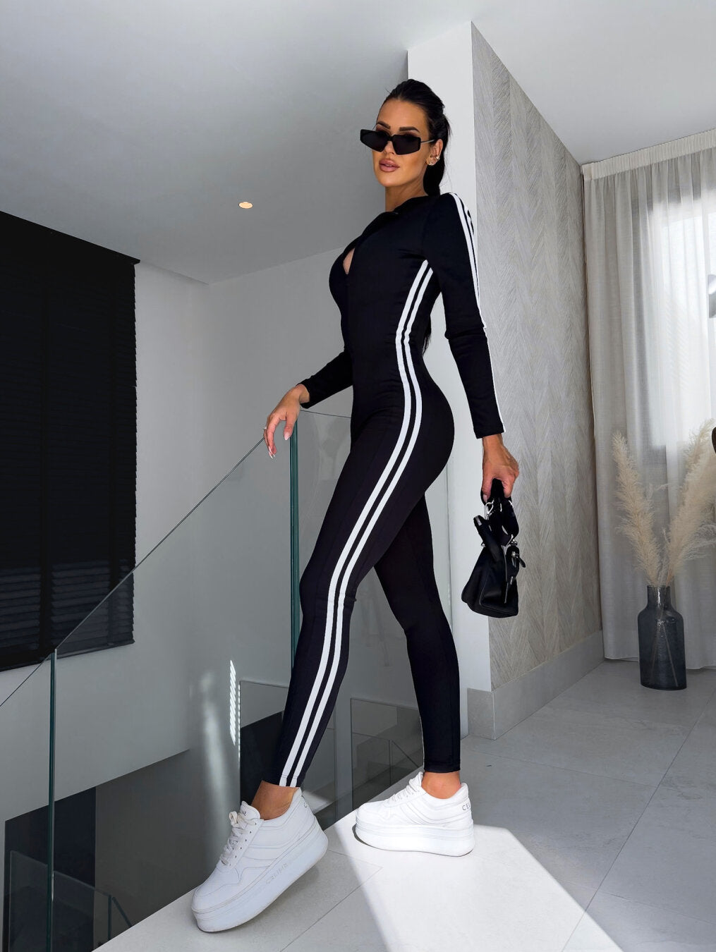 Dame Jumpsuit Sporty Design med Glidelås 100% Polyester-2