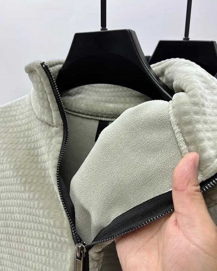 Herre Halv Zip Genser i Myk Alpaka Fleece-2