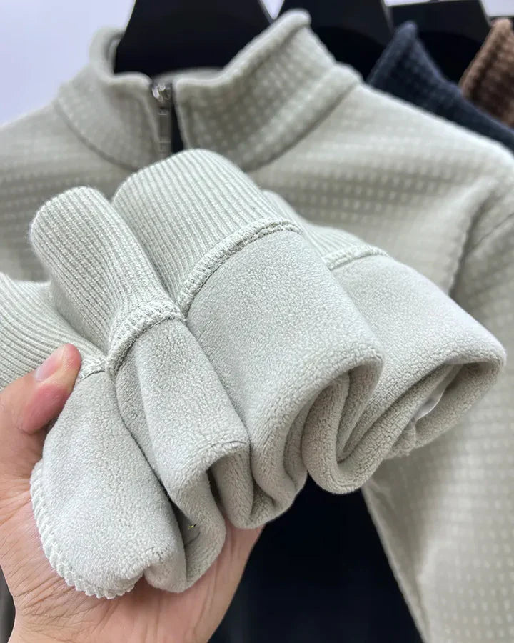 Herre Halv Zip Genser i Myk Alpaka Fleece-3