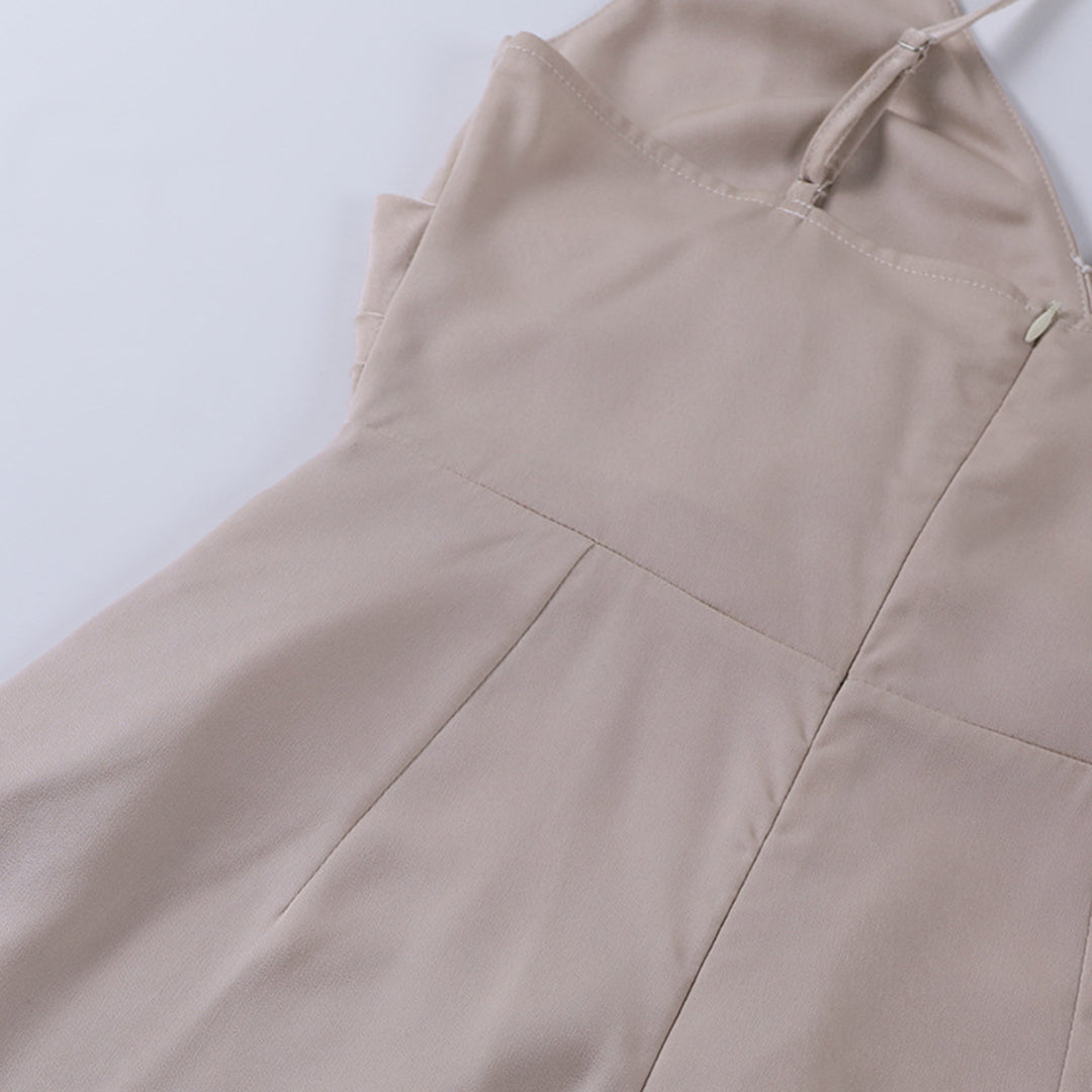 Dame Midi Kjole Drapert Polyester med Spaghetti Stropper 6