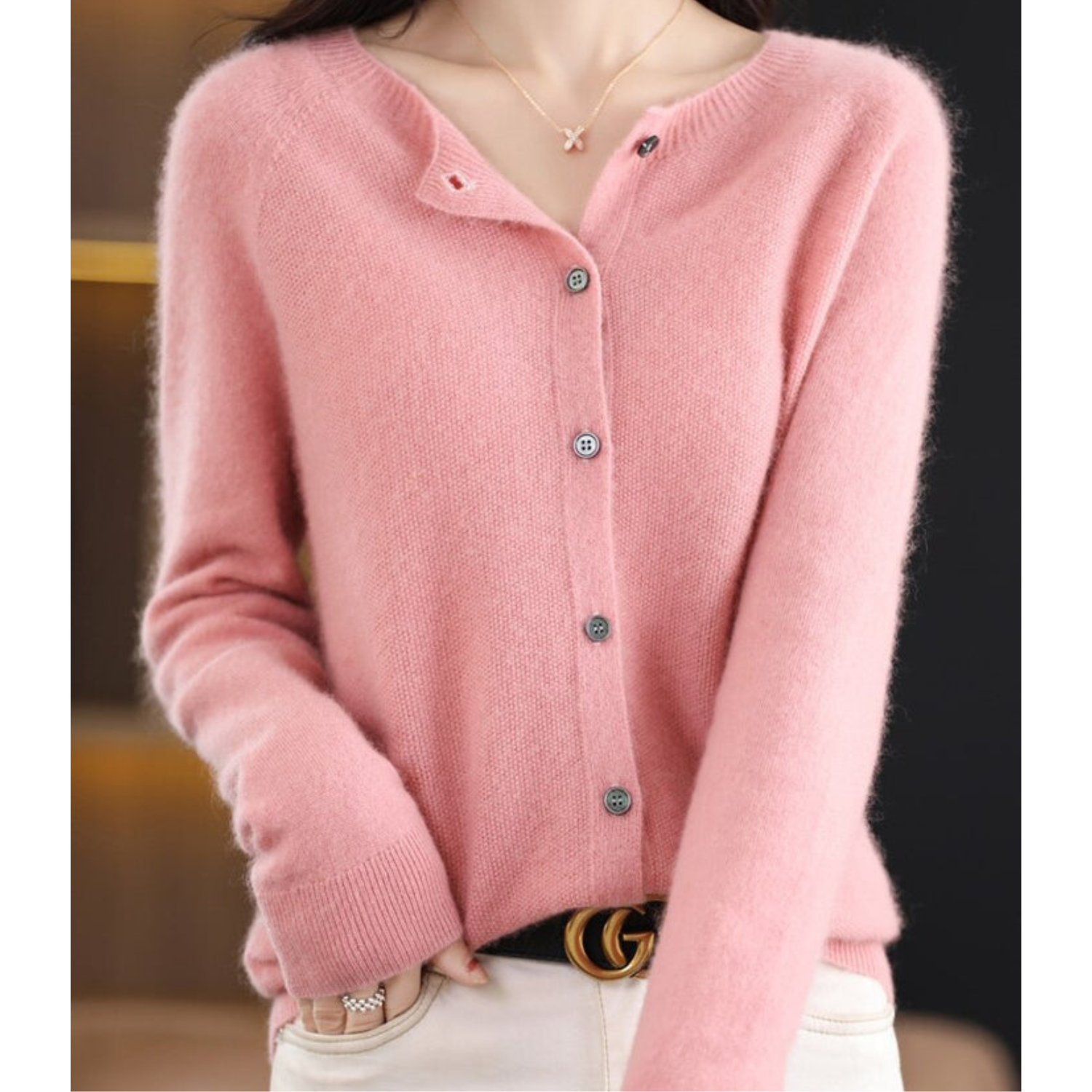 Variant image for Dame Cardigan O-hals Strikket Ull-7