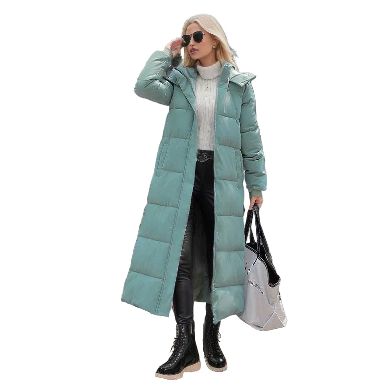 Dame Lang Vinterjakke Elegant Høykvalitets Polyester-3