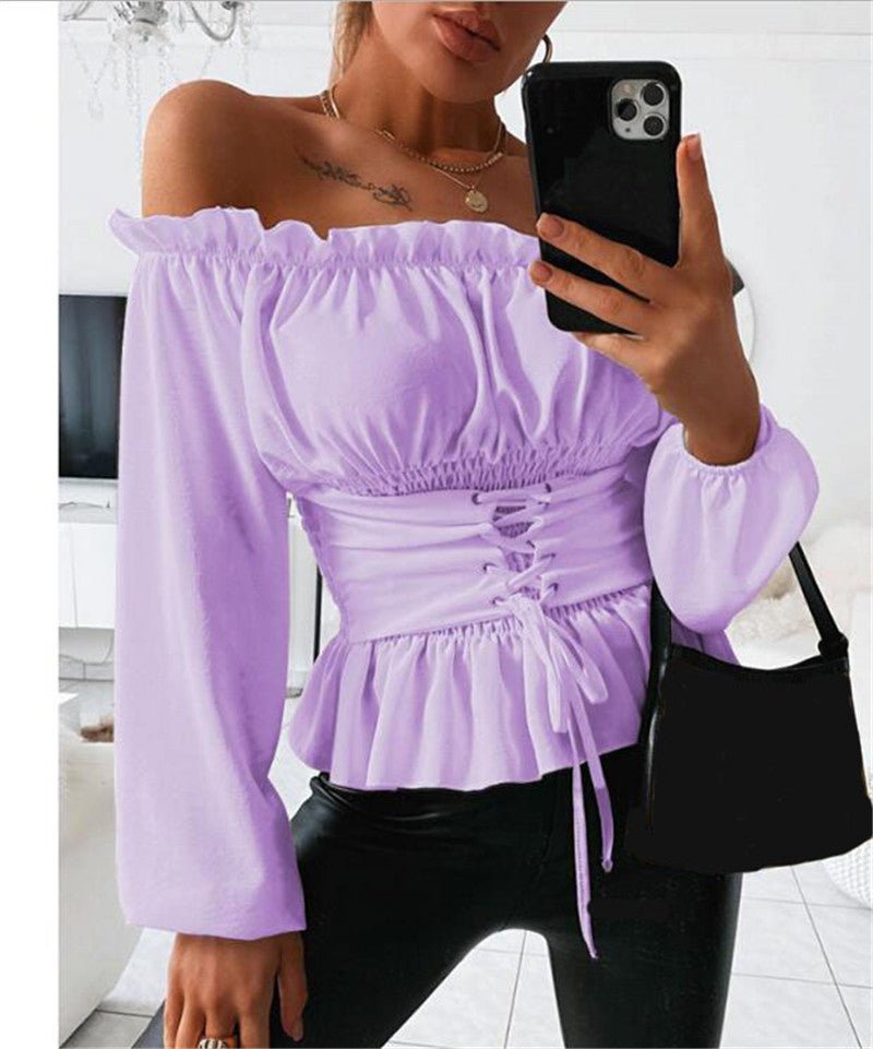 Kvinne Bluse Rüsch Detaljer Elegant Design