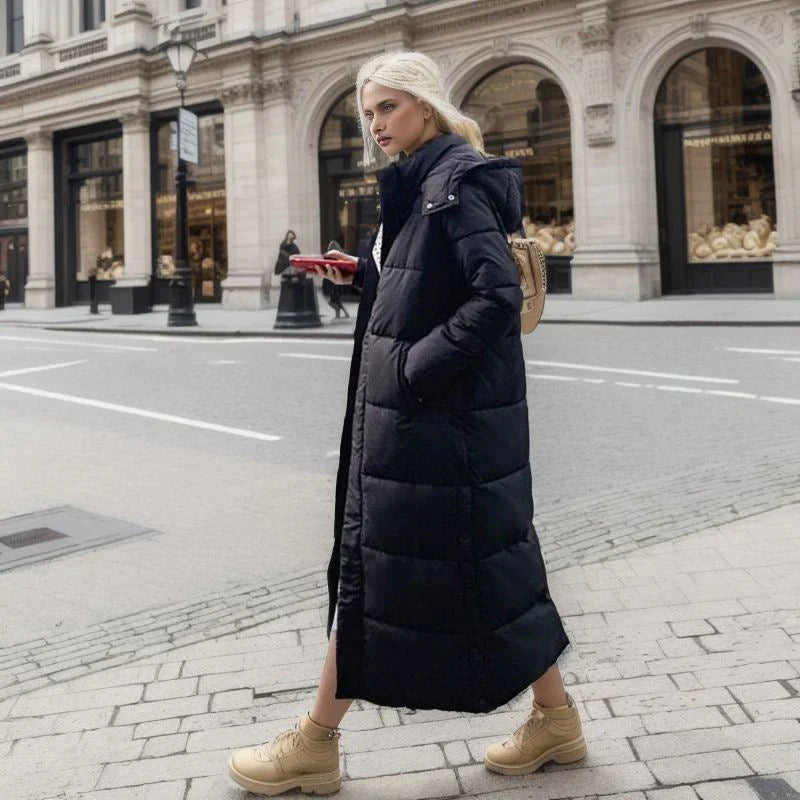 Dame Lang Vinterjakke Elegant Høykvalitets Polyester-6