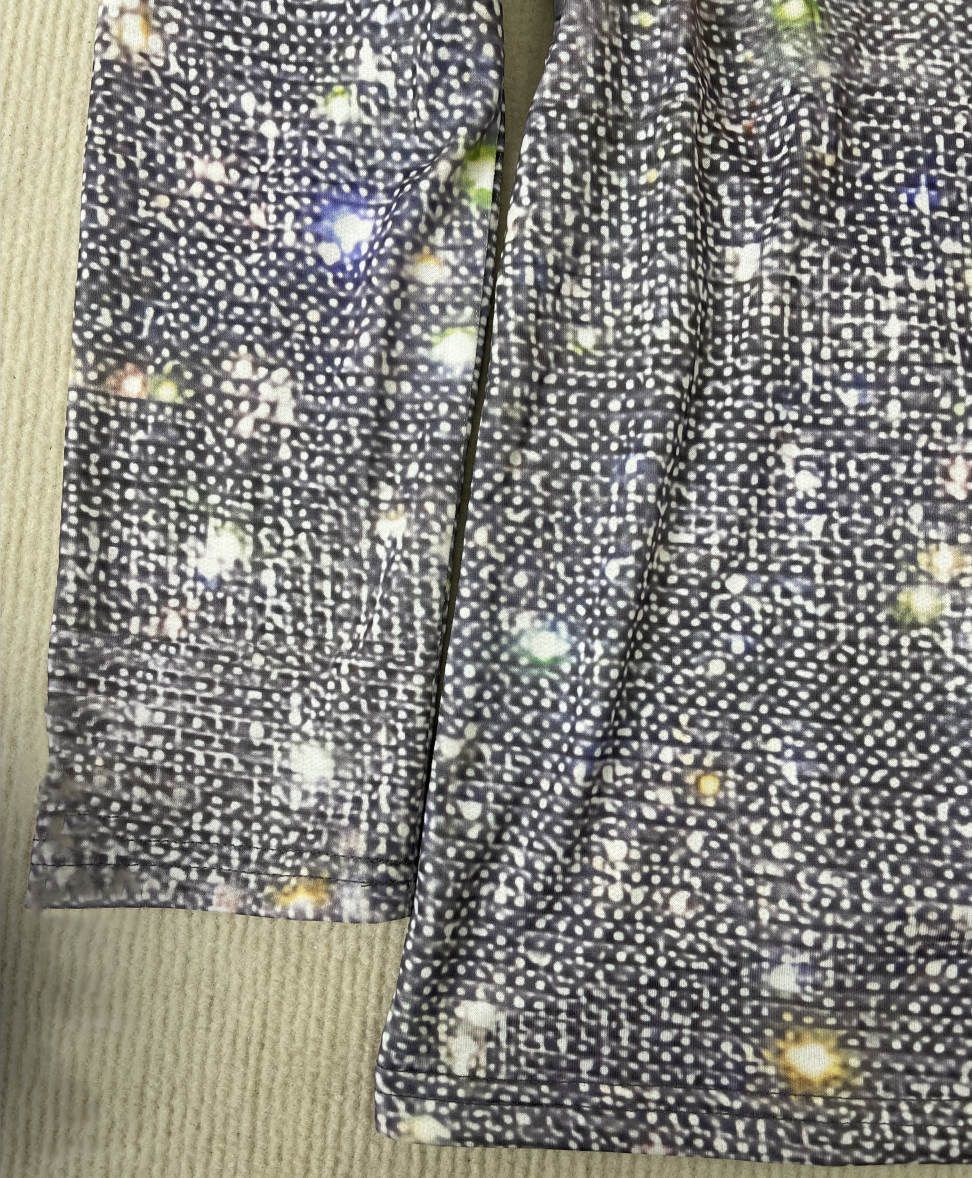 Kvinne V-hals Topp Metallisk Design Glitterprint Polyester Spandex 3