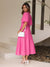 Kvinne Kjole V-hals Puff Ermer Polyester Elegant Lang Lengde