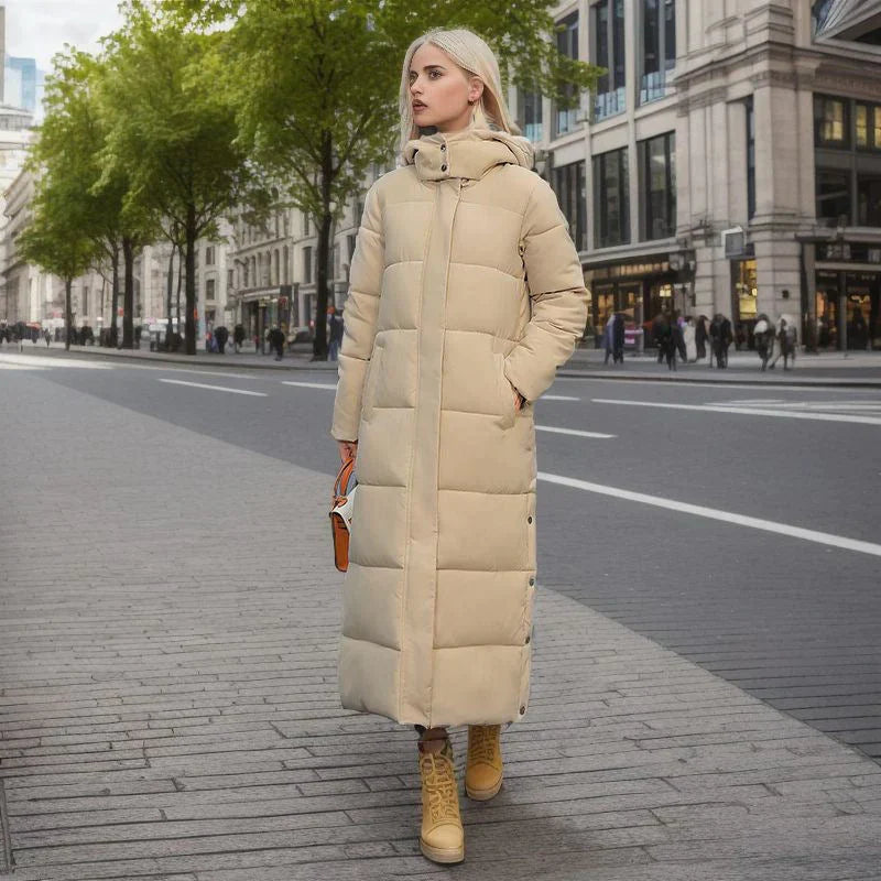 Dame Lang Vinterjakke Elegant Høykvalitets Polyester-1