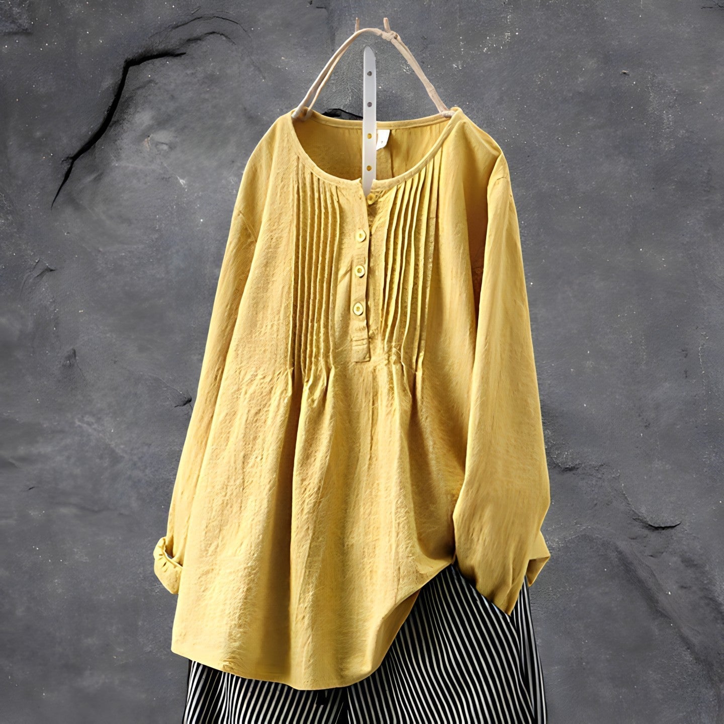 Variant image for Dame Løs Bluse Håndlaget Stilren 100% Naturlige Stoffer-25