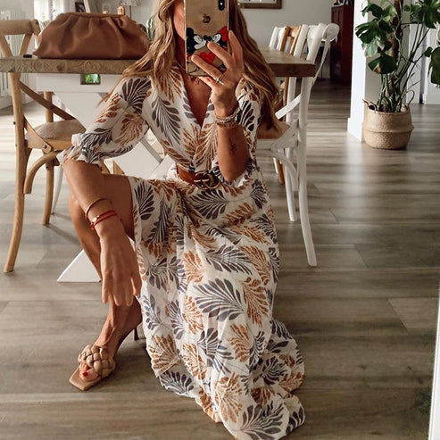 Dame Maxikjole Elegant Polyester Sommerkjole Komfortabel Passform-2