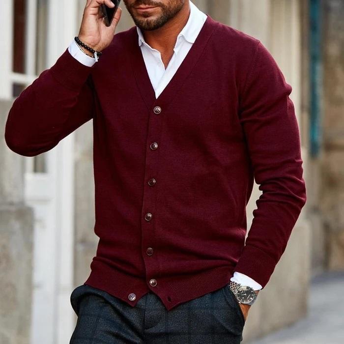 Cardigan Jakke Herre Casual Myk Materiale-1