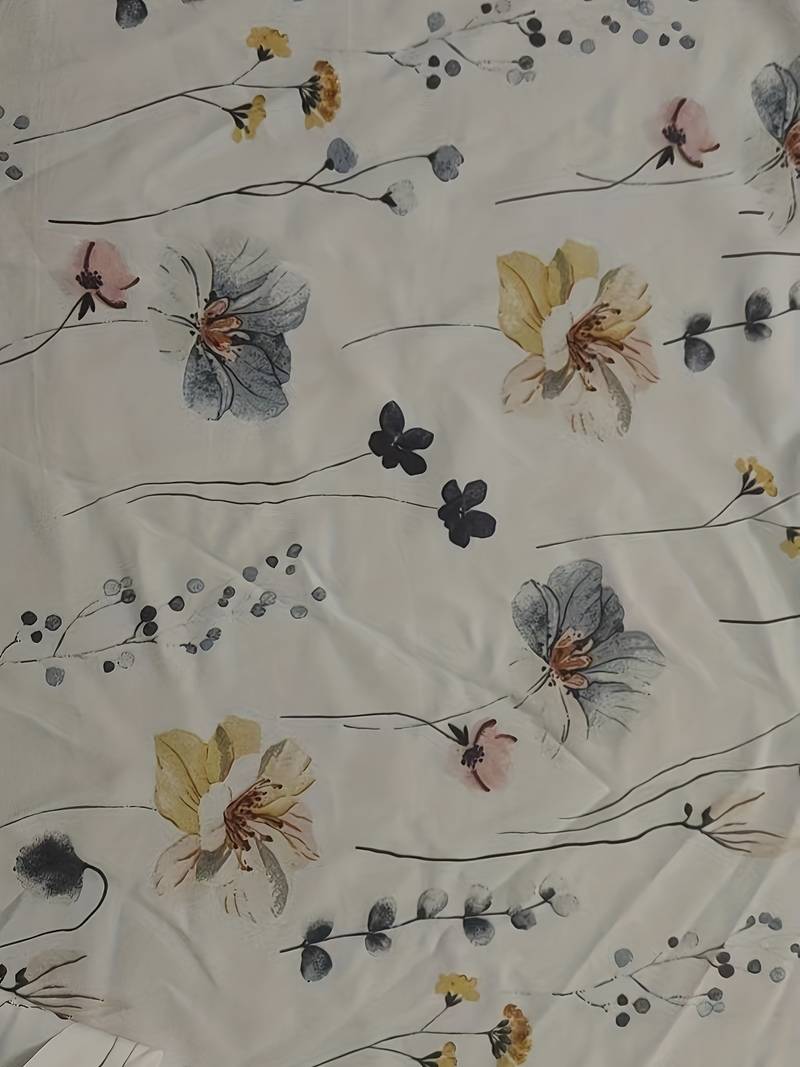 Kvinne Bluse Løs Passform Polyester Blomstertrykk