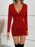 Dame Minikjole Dyp V-hals Langermet Polyester 6