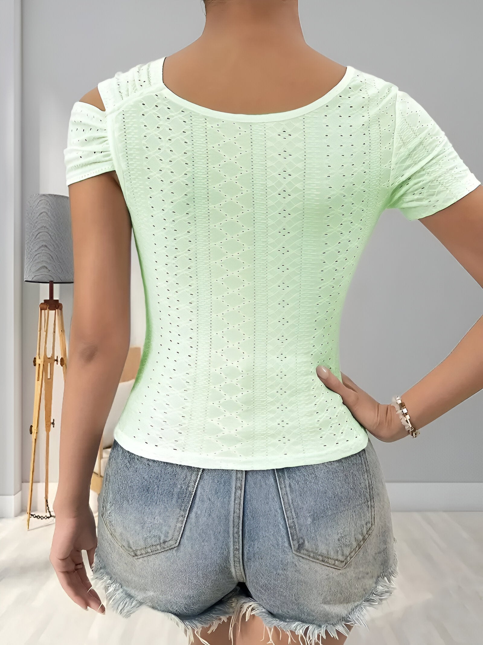 Dame Asymmetrisk Skulderbluse Mykt Stoff