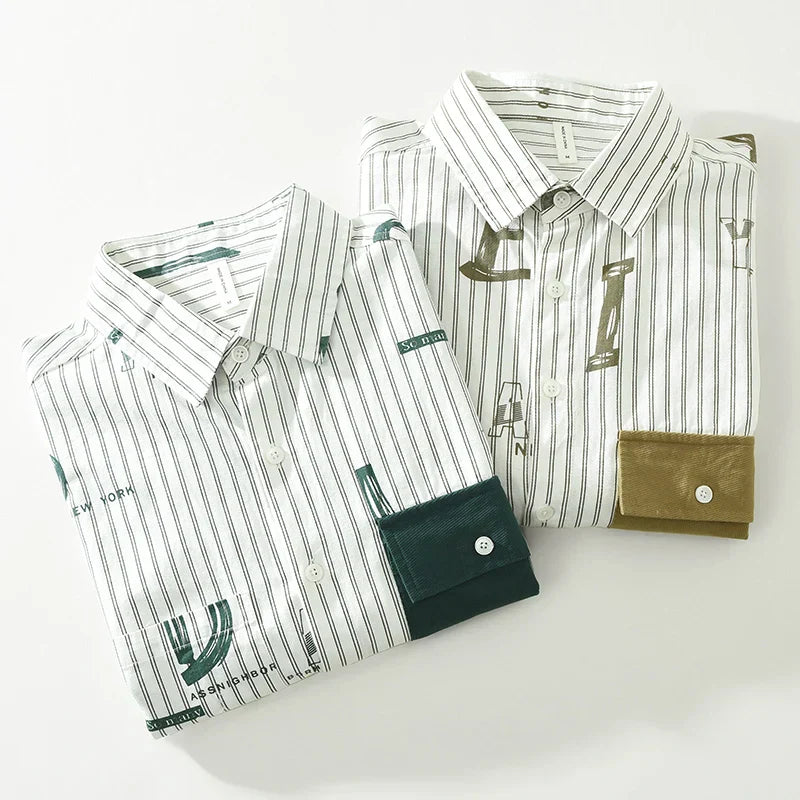 Herreskjorte Stripet Casual Bomull 6