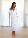 Variant image for Kvinne Kjole V-hals Puff Ermer Polyester Elegant Lang Lengde-16
