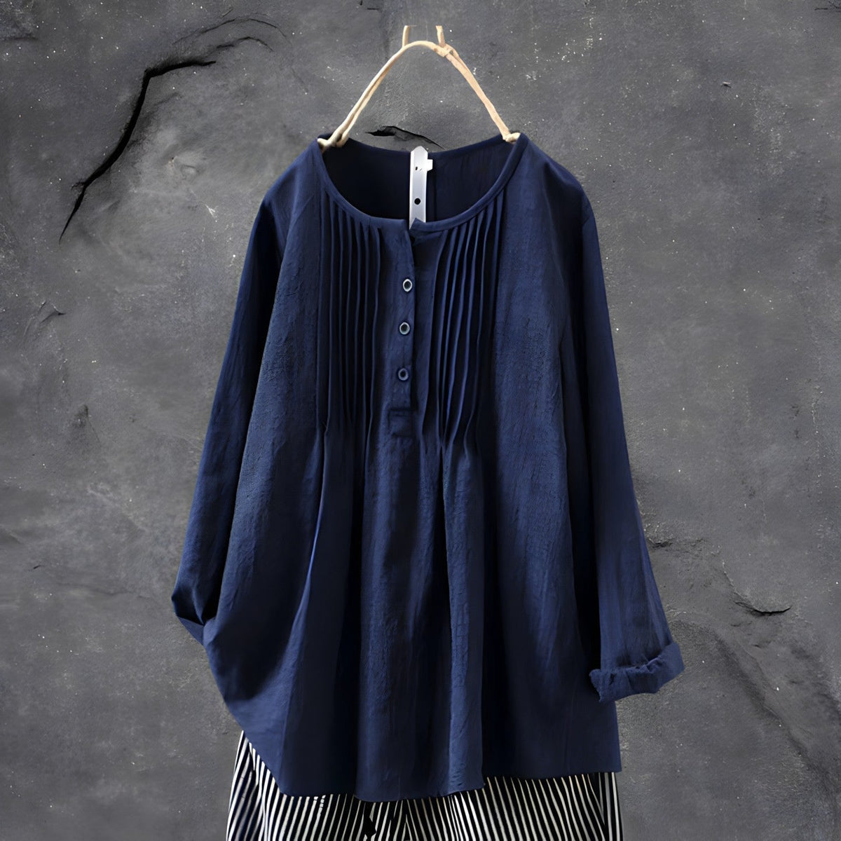 Variant image for Dame Løs Bluse Håndlaget Stilren 100% Naturlige Stoffer-1