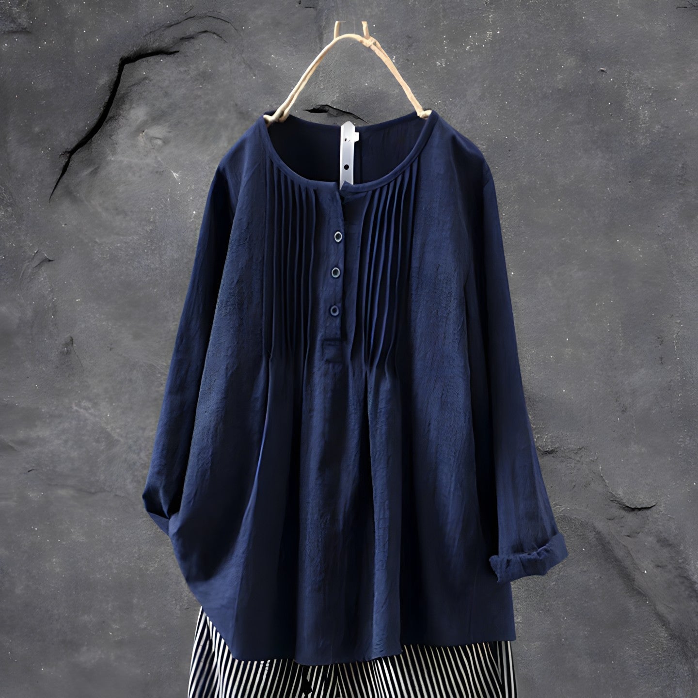 Variant image for Dame Løs Bluse Håndlaget Stilren 100% Naturlige Stoffer-1