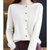 Dame Cardigan O-hals Strikket Ull-3