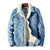 Herre Frakk i Denimfleece for Høst og Vinter, Klassisk Stilig Jakke til Menn-3