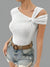 Dame Asymmetrisk Skulderbluse Mykt Stoff
