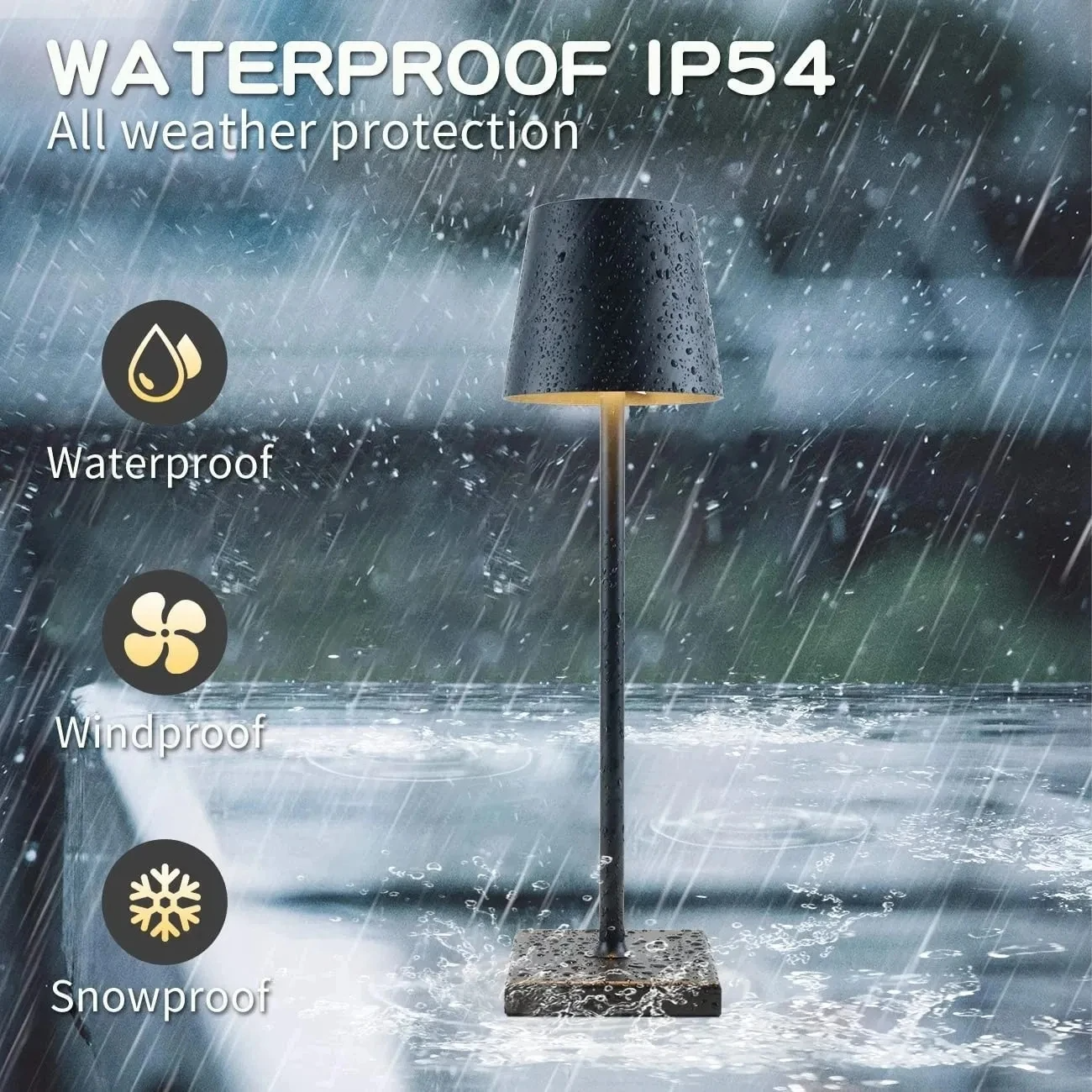 Oppladbar Bordlampe Elegant Design Vanntett Plast Metall 25 cm-4