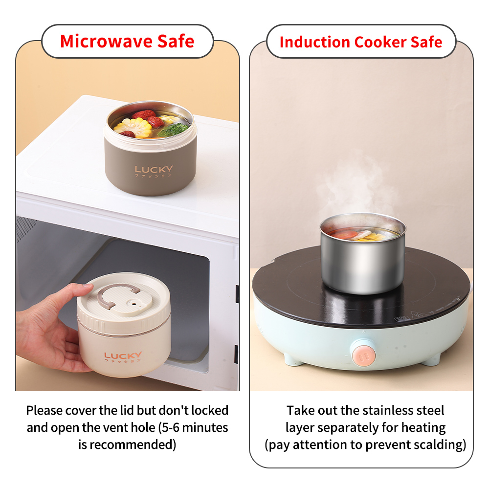 Isolert Lunsjboks Termisk Plast Rustfritt Stål for Menn og Kvinner-5