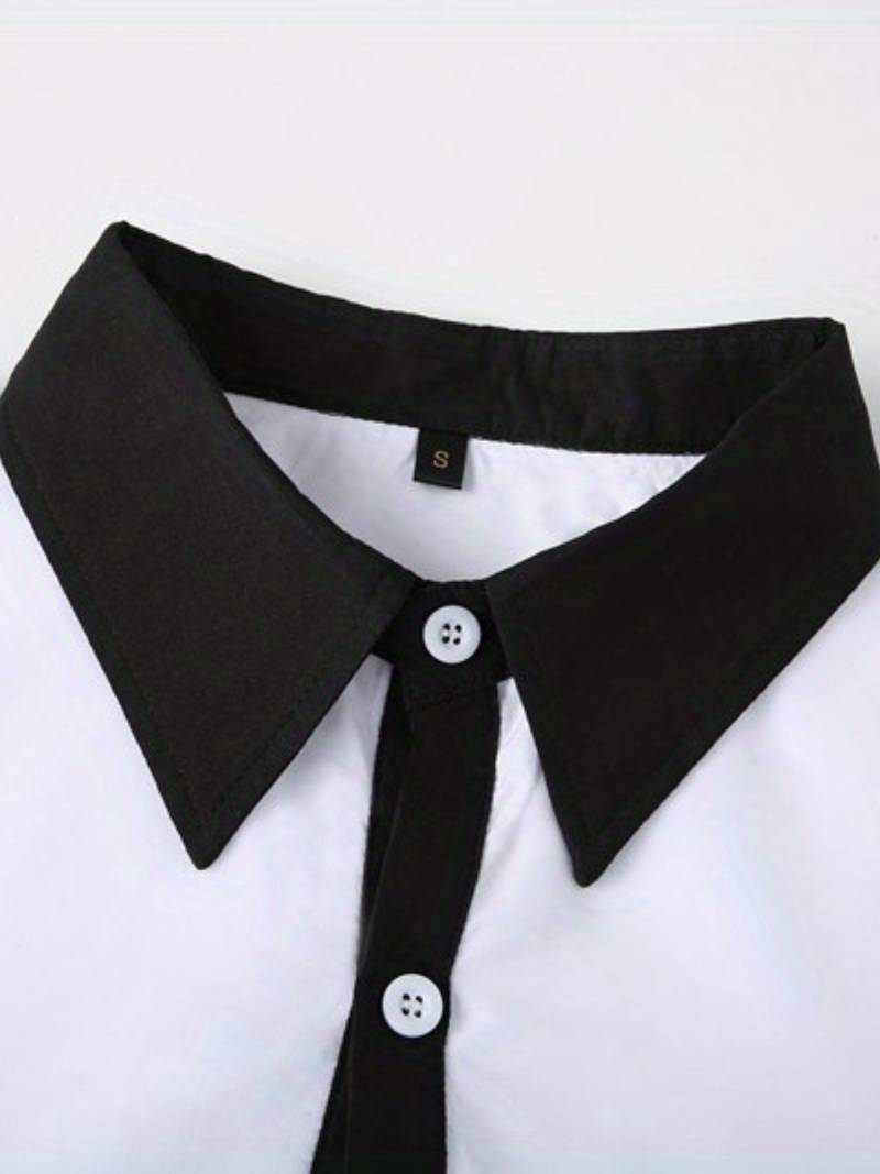 Herre Skjorte Button-up Kontrasterende Design 100% Bomull-3