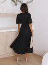 Kvinne Kjole V-hals Puff Ermer Polyester Elegant Lang Lengde