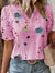 Dame Bluse V-hals Lett Stoff-4
