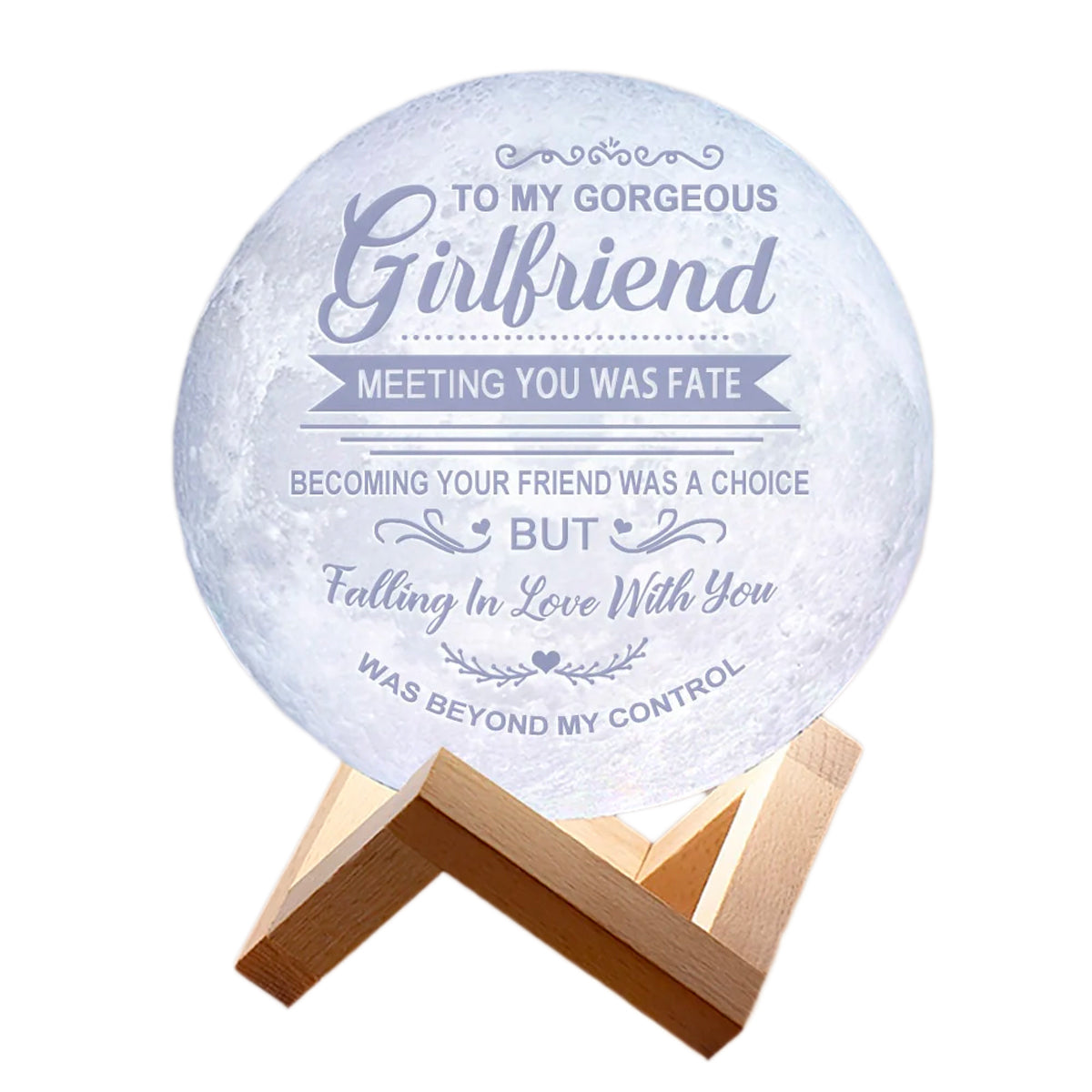 3D månelampe med tekst